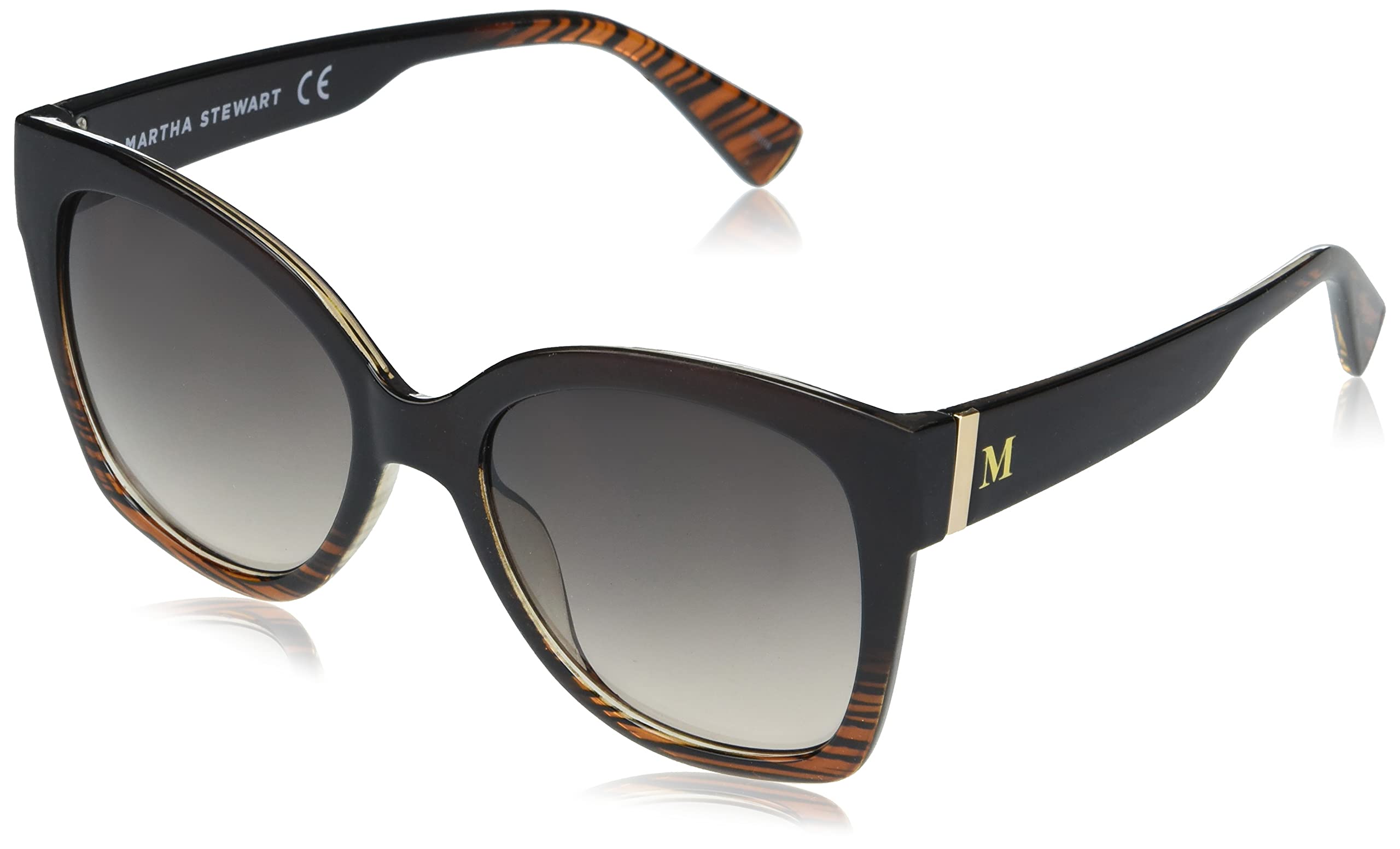 MARTHA STEWART Ms126 - Gafas de sol cuadradas con protección UV, regalo moderno y atemporal, 58 mm, Marrón y madera