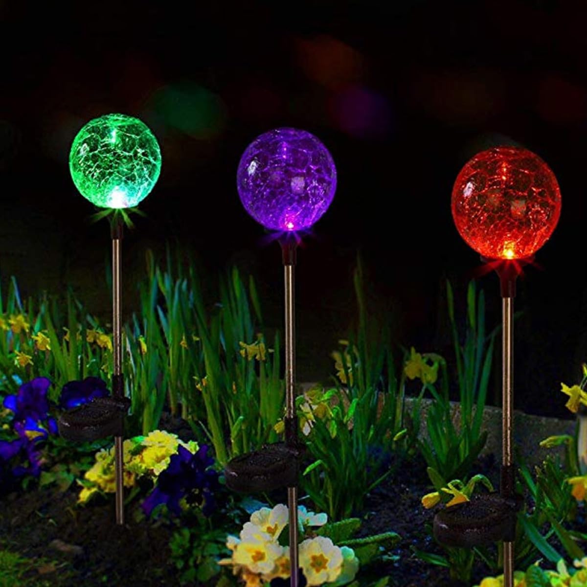 Boule Lumineuse Solaire Extérieure Fête Halloween, Lampe Jardin Verre LED