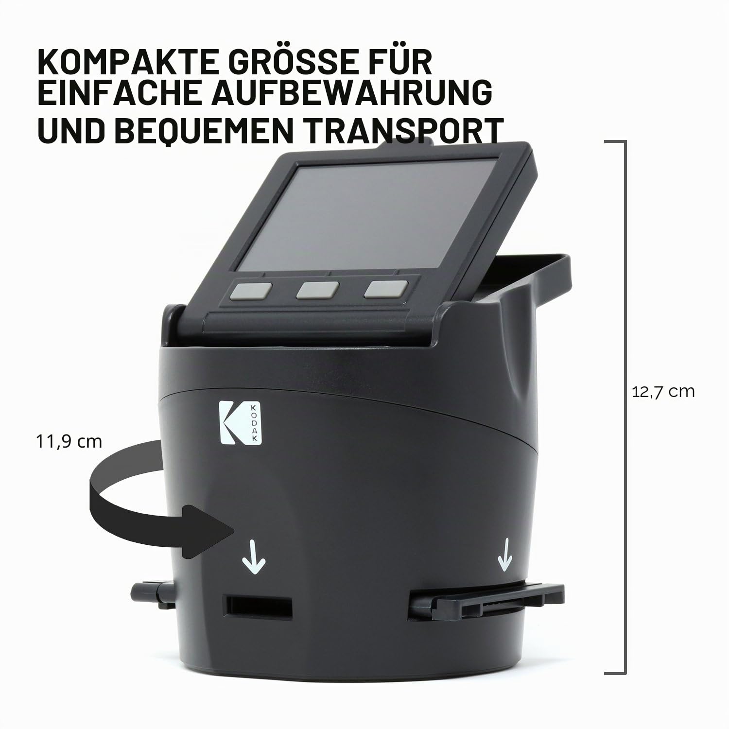 KODAK Digital Film Scanner 35mm 126 110 Super 8 8mm JPEG 3,5-Zoll LC-Display EasyLoad RODFS35 Schwarz
