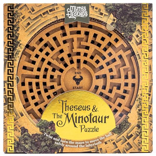 Professor Puzzle: Theseus & The Minotaur Puzzle - 3D Wooden Brainteaser, Twist & Turn The Labyrinth Maze to Move The Ball, Myths & Legends Collection