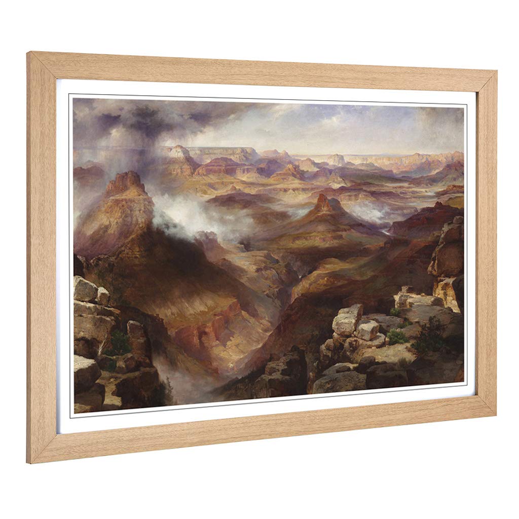 Big Box Art Framed Print of Thomas Moran Grand Canyon of Colorado Design | Wall Art Picture | Home Decor for Kitchen, Living Room, Bedroom, Hallway, Oak, A2 / 24.5x18 Inch / 62x45cm