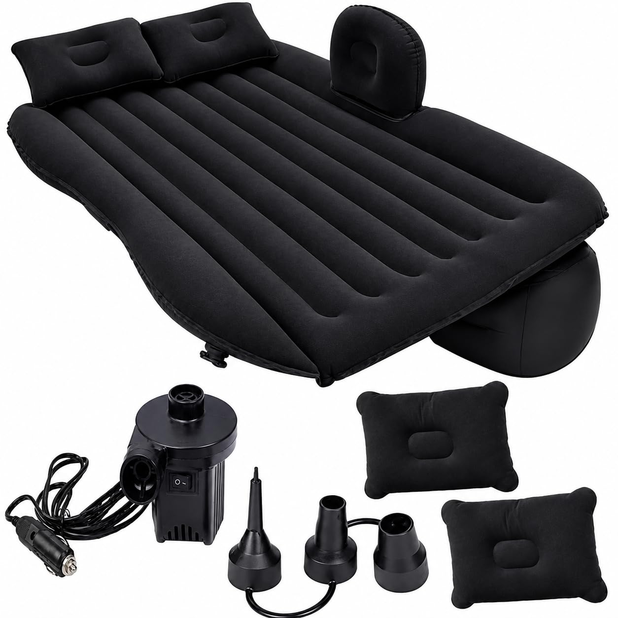 Car Inflatable Bed Mattress Black Back Seat Air Bed Portable Travel for Safari 2021-image-11