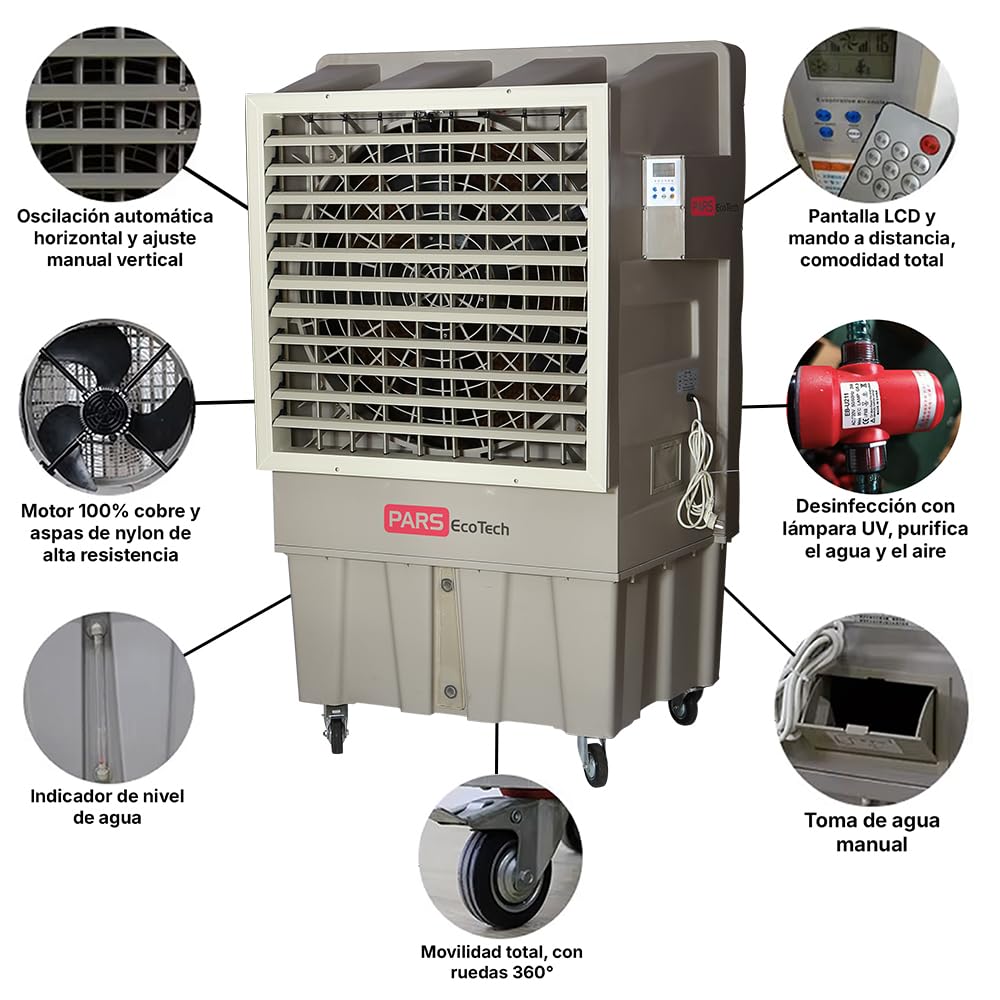 Climatizador evaporativo PARS EcoTech ECO-22000 con caudal de 22.000m3/h REALES + lámpara UV