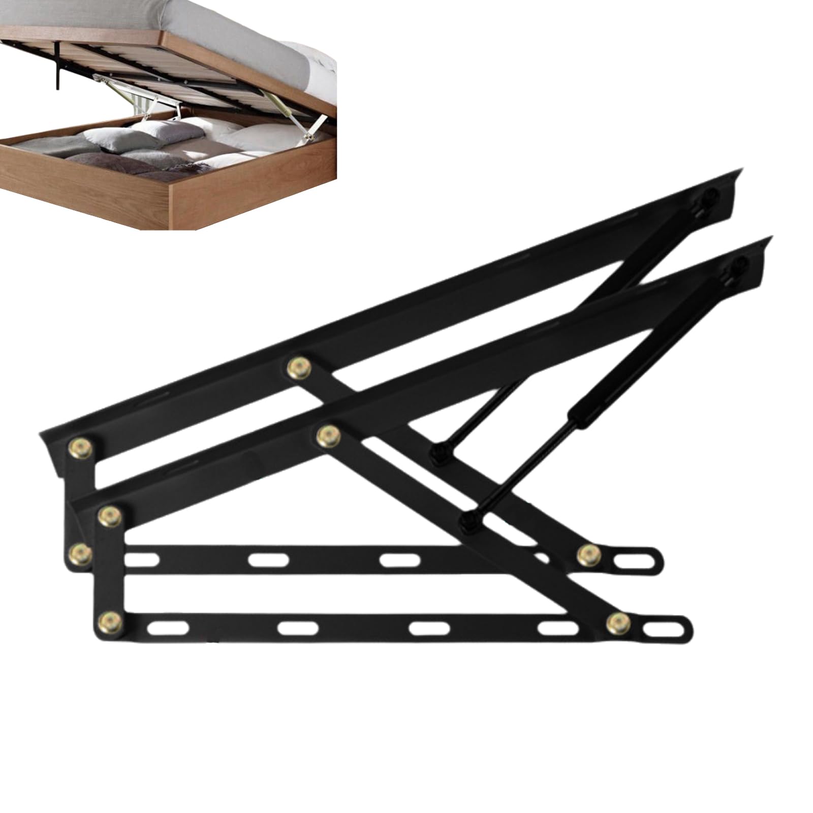 Unikicool Heavy Duty Gas Spring Bed Lift,Gasd Strut For Ottomans Beds,Storage Bed Lifts Hinge Mechanism,Heavy Duty Gas Spring Lift Kit Hydraulic,Gasd Springs Beds Storage Lifts Kit