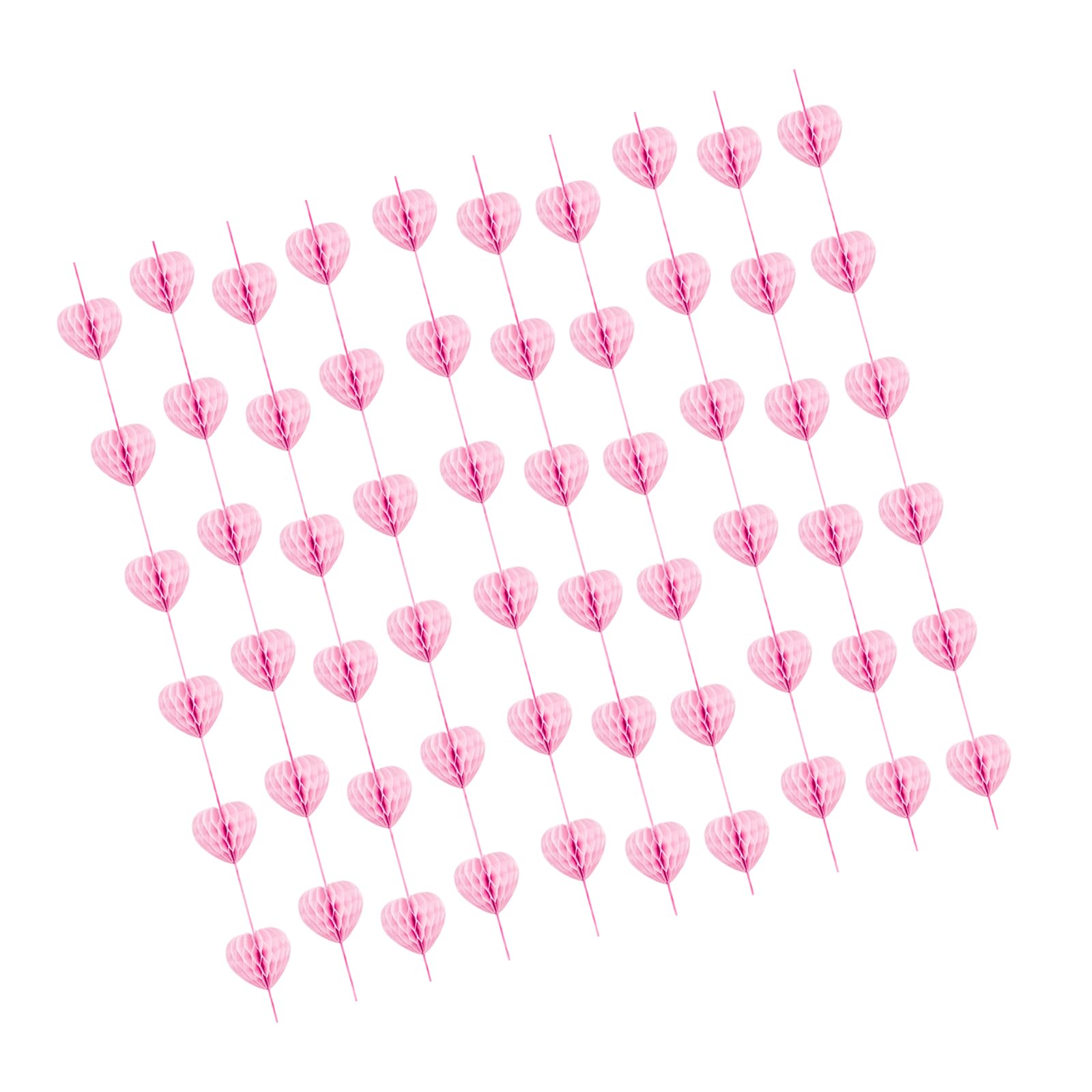 Wlnext C Foldable 3D Love Heart Garlands Banners With Honeys Omb Pattern Thick Paper Streamers For Parties And Event Red Garlands