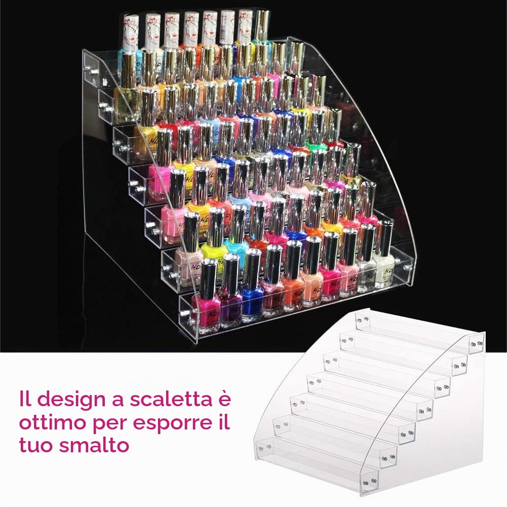 Dioche Porta Smalti per Unghie Organizer Smalti per Unghie, Supporto per Espositore per Rack Trasparente per Espositore per Trucco(7 Livelli)