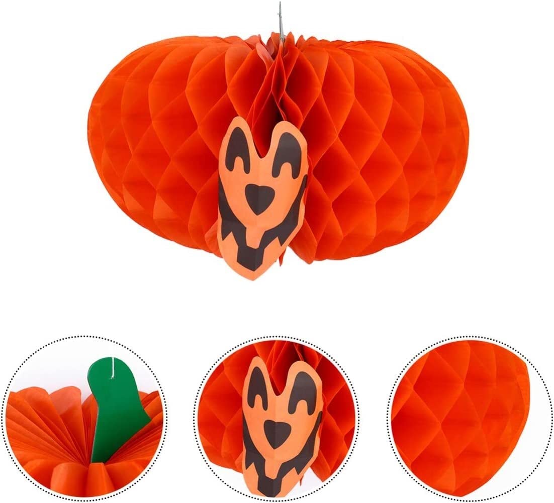 Lampion Dyni 3 Szt. Lampiony Z Dyni O Strukturze Plastra Miodu Dekoracyjna Pomarańczowa Dynia Wisząca Latarnia Halloween Party Supplies Dla Domu Dekoracje Halloween