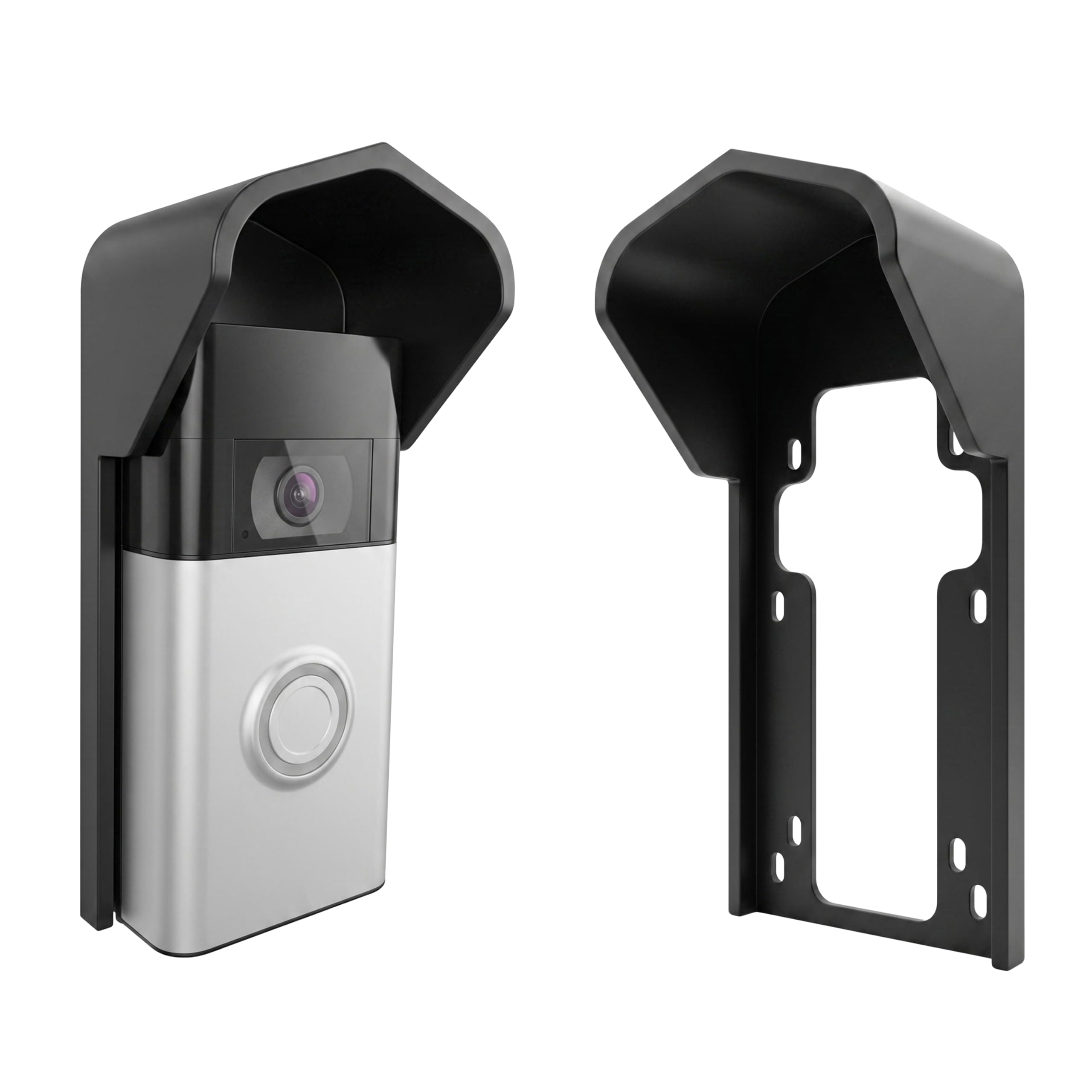 Decoralin Premium Rain Cover & Weather Shield for Ring Video Doorbell (Gen 1, 2, 3, 3 Plus & 4), Anti-Glare Sun Visor, No-Drill Installation, Designed & Made in Europe - Black