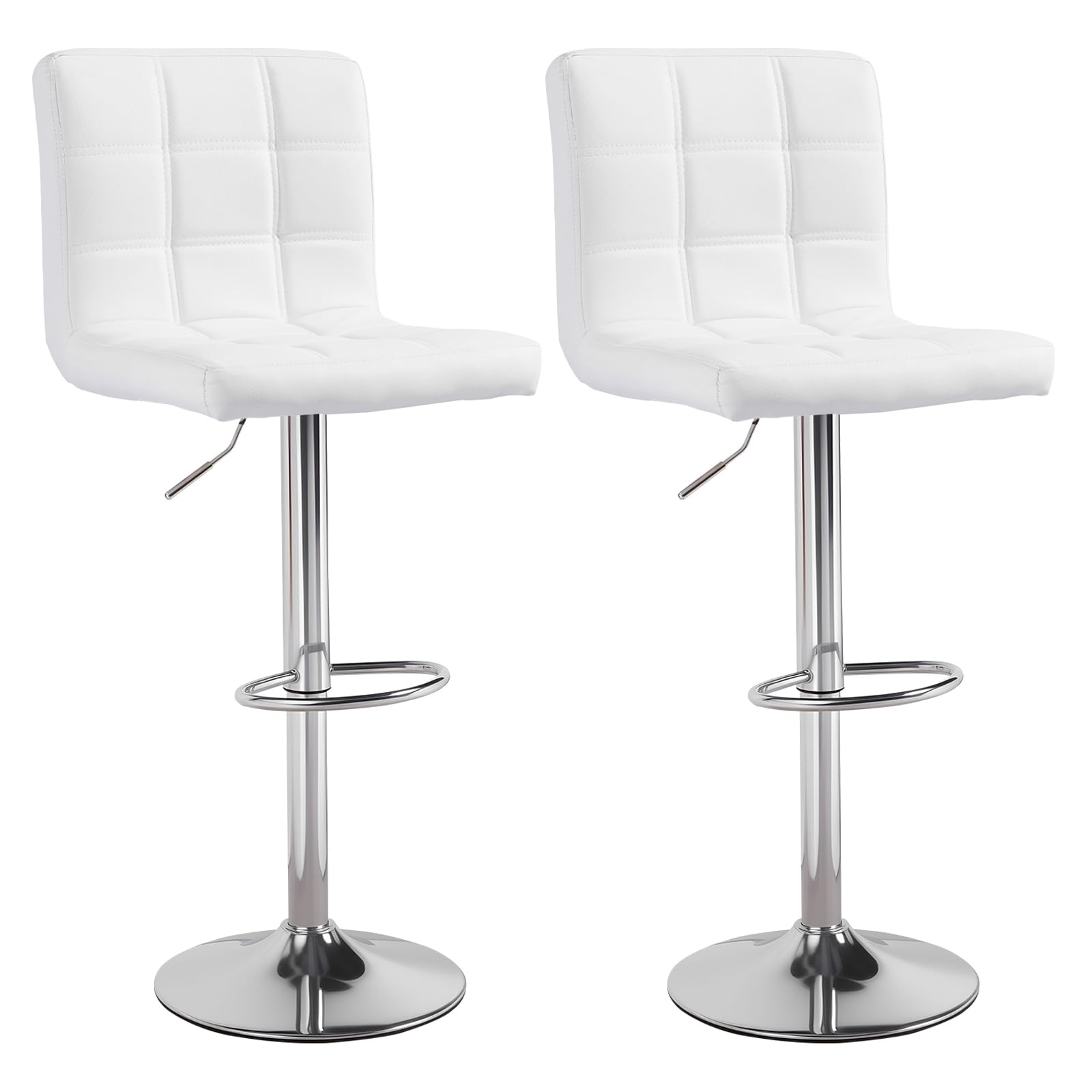 Panana Set of 2 Barstool Gas Lift Swivel Stool without Armrest for Home Bar Pub Breakfast (White) โ image 1
