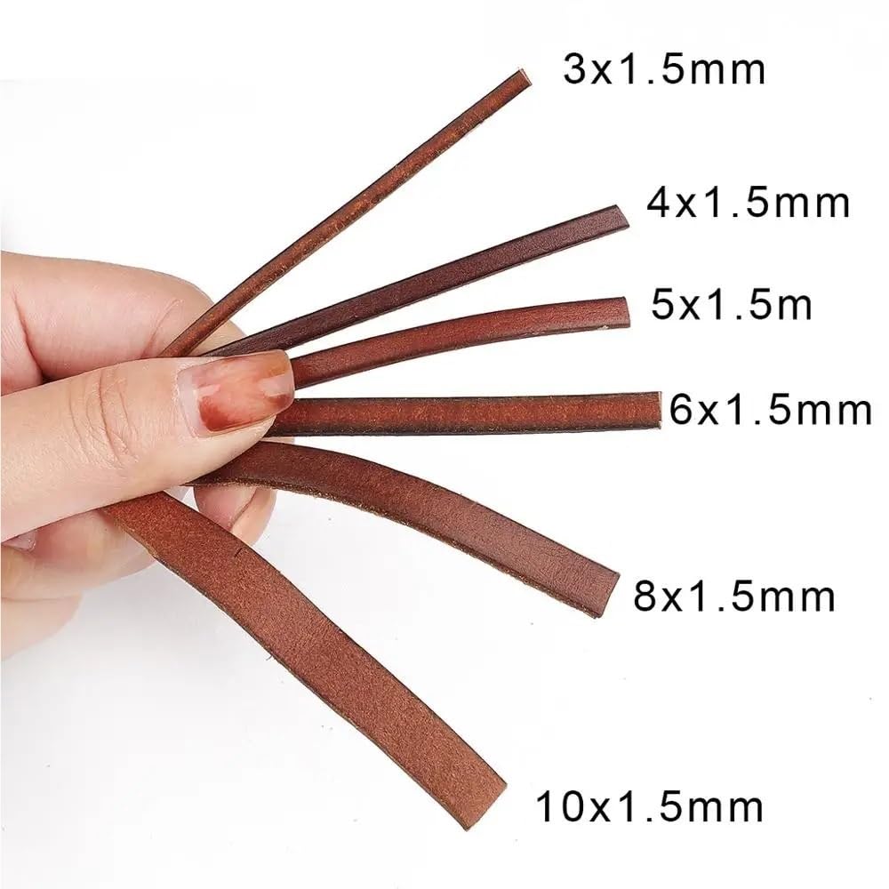 Skórzana lina okrągła i płaska 2 metry brązowa, wiele rozmiarów(3mm)