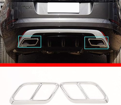 Miniatura 8 de YIWANG 304 acero inoxidable tubo de escape cubierta accesorios para Land Rover Range Rover Velar 2017 2018 2019 (negro)