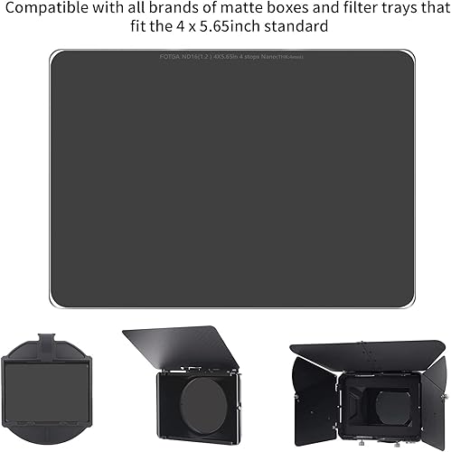 Miniatura 4 de FOTGA Nano 4 x 5.65 ND16 Filtro de densidad neutra, vidrio óptico ND1.2 (4 paradas) Recubrimientos multicapa MC Cinema Square ND Filter para caja