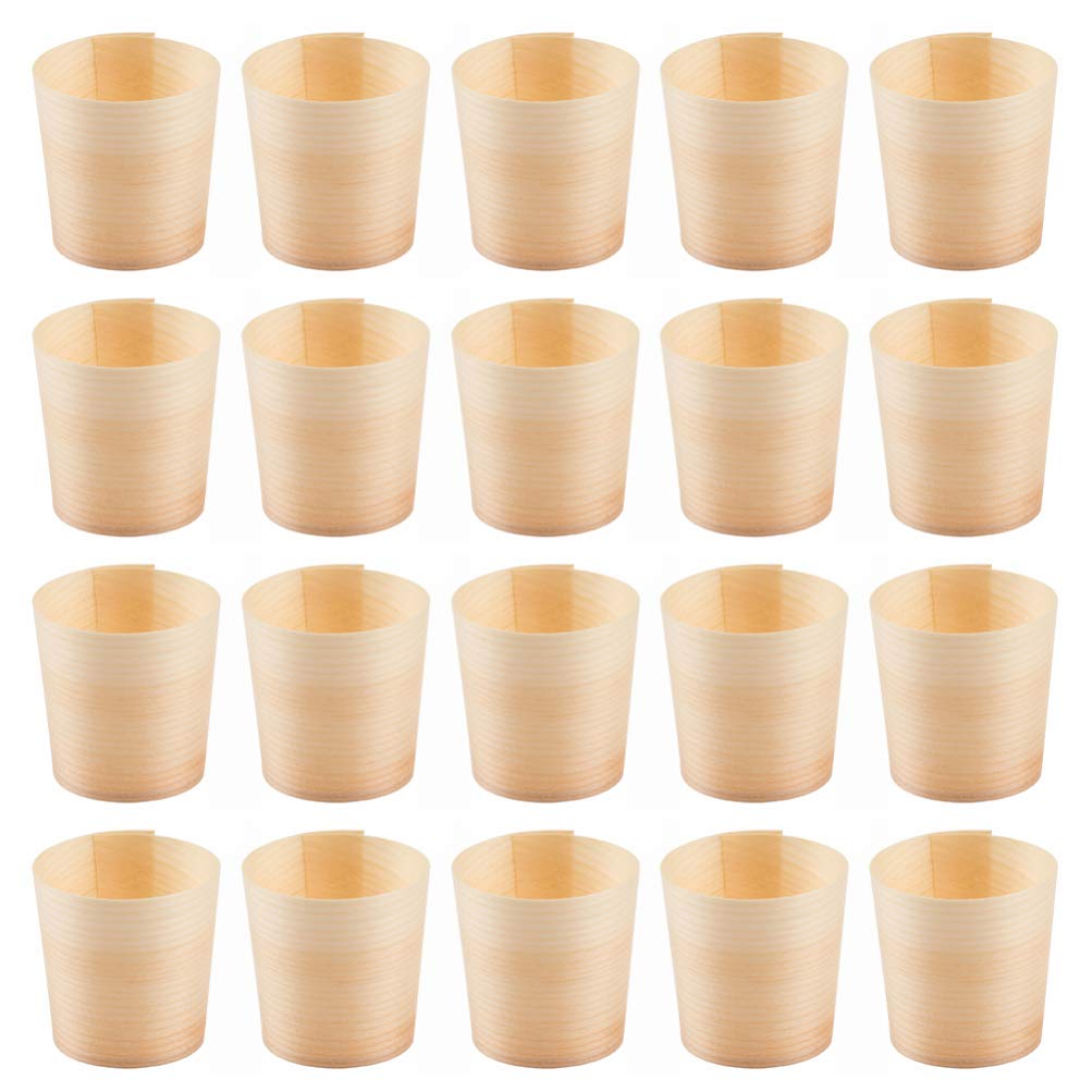 DOITOOL 20Pcs Wooden Cups Disposable Portable Cup Outdoor Cup Coffee Mug Drinking Water Cup Dessert Dipping Bowls for Parties 4. 5CM