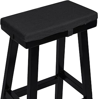 baibu Rectangle Bench Stool Cushion, Non-Slip Saddle Stool Pads Bar Stool Cushion with Machine Washable Cover - Only 1 Pad (Black, 18x9.5x1.5in)