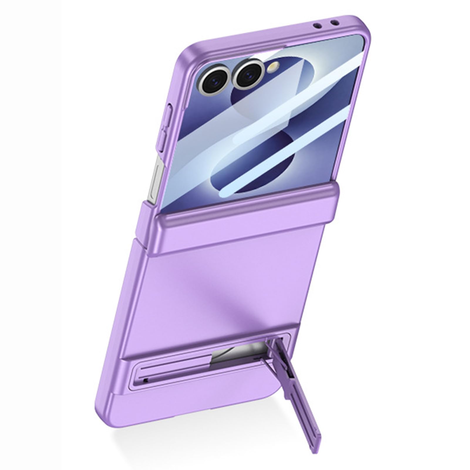LUOTANL Multifunctional Case for Samsung Galaxy Z Flip 8, Screen Protector Slim Kickstand Frosted Hinge Cover,Purple,Flip 8