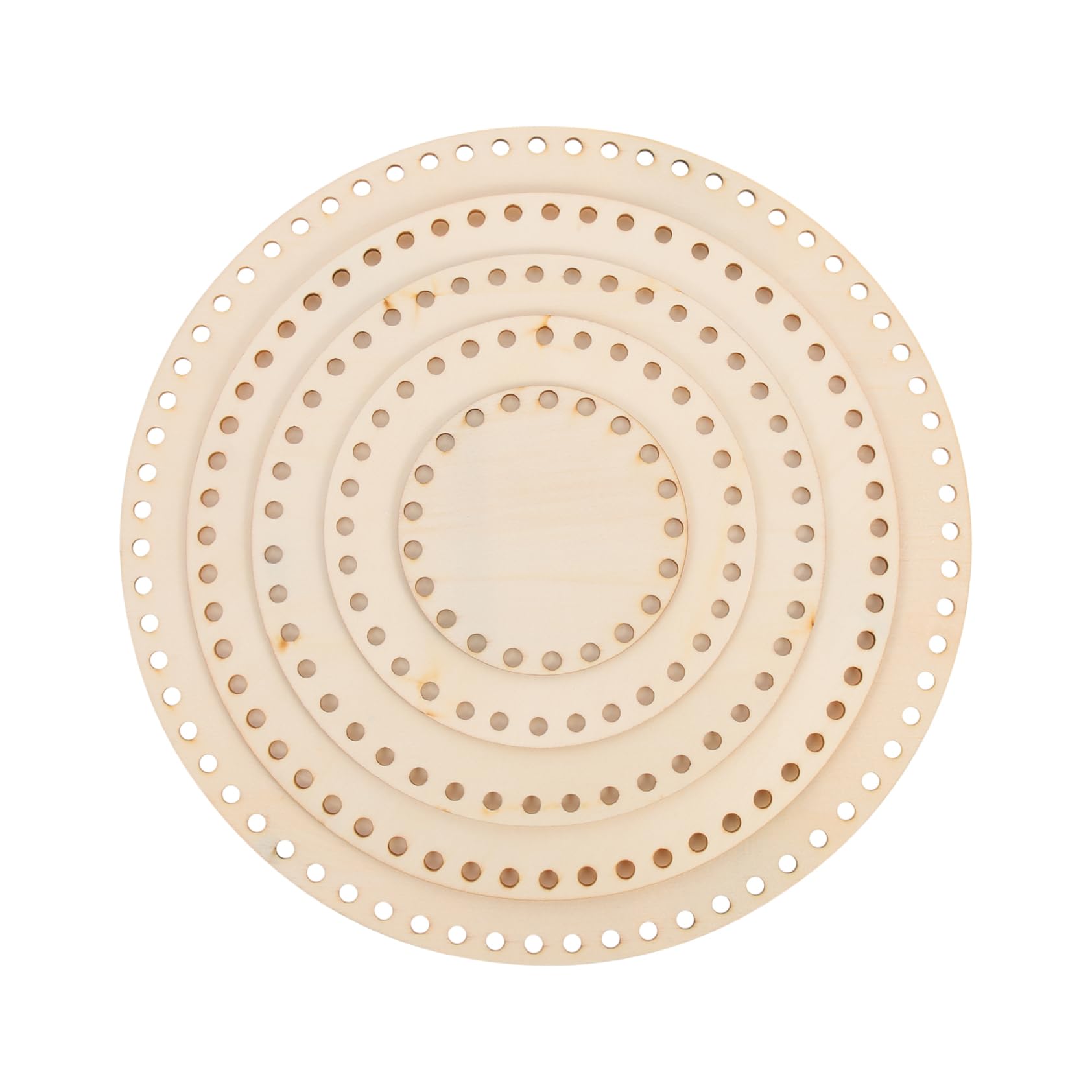 Angoily 5Pcs Round Wooden Basket Bottom Kit for Knitting and Weaving Supplies Durable Craft Base for Crochet Projects for Handmade Baskets and Crafts