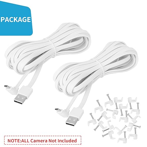 Miniatura 7 de Paquete de 2 cables de extensión micro USB de 20 pies19.7 ft compatibles con WYZE Cam Pan V3, cable de carga de extensión en forma de L de 90 grados
