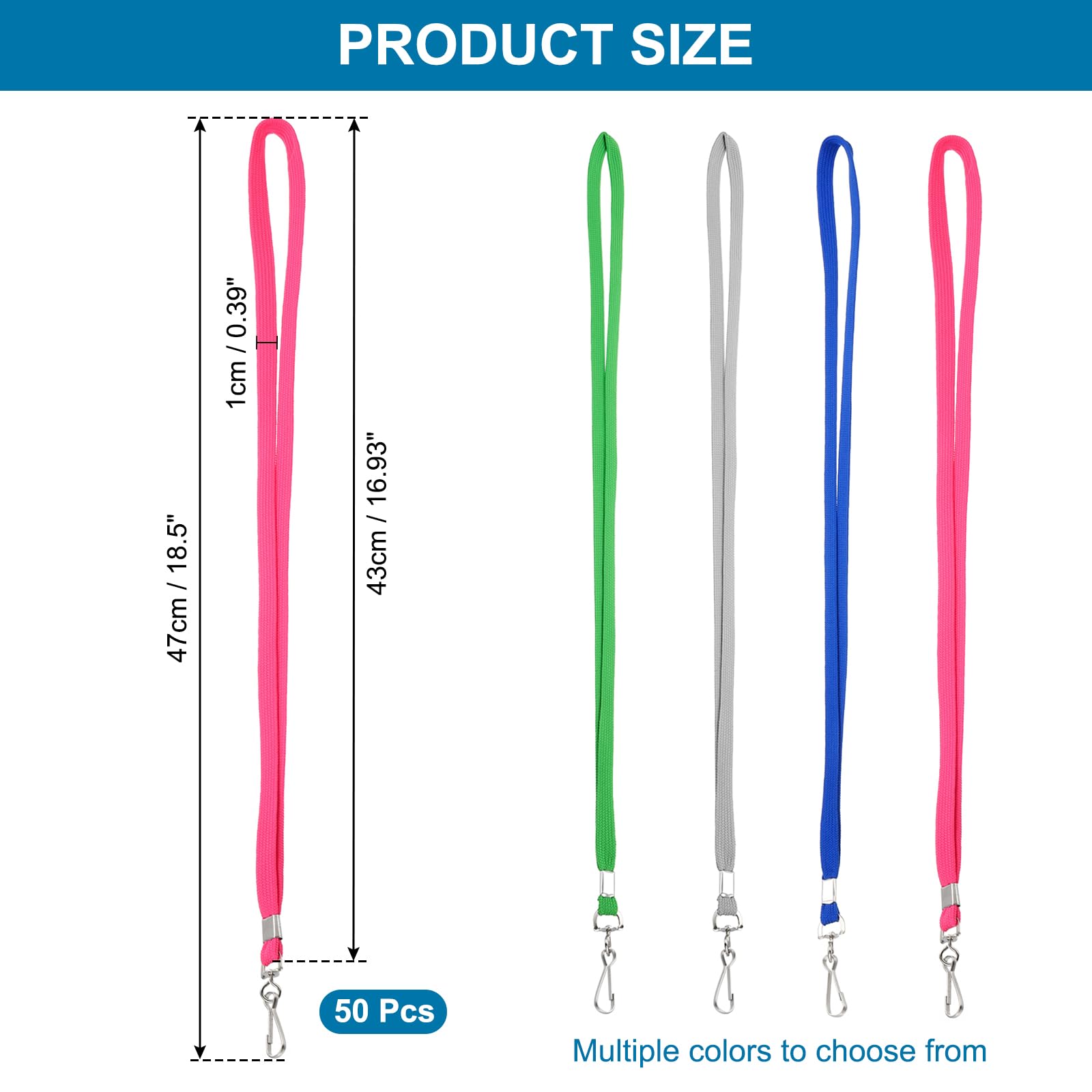 PATIKIL 47cm Lanyards Bulk, 50pcs Badge Lanyard for ID Badges Teacher Lanyards Durable Neck Lanyard with Clip for ID Card Badges Keys Name Tag Wallet Cruise Phone, Hot Pink - Image 2