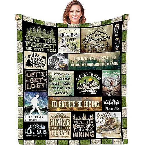 QOJUYO Hiking Gifts for Women/Men, Cool Hiking Gifts for Hikers Blanket 60'x50'