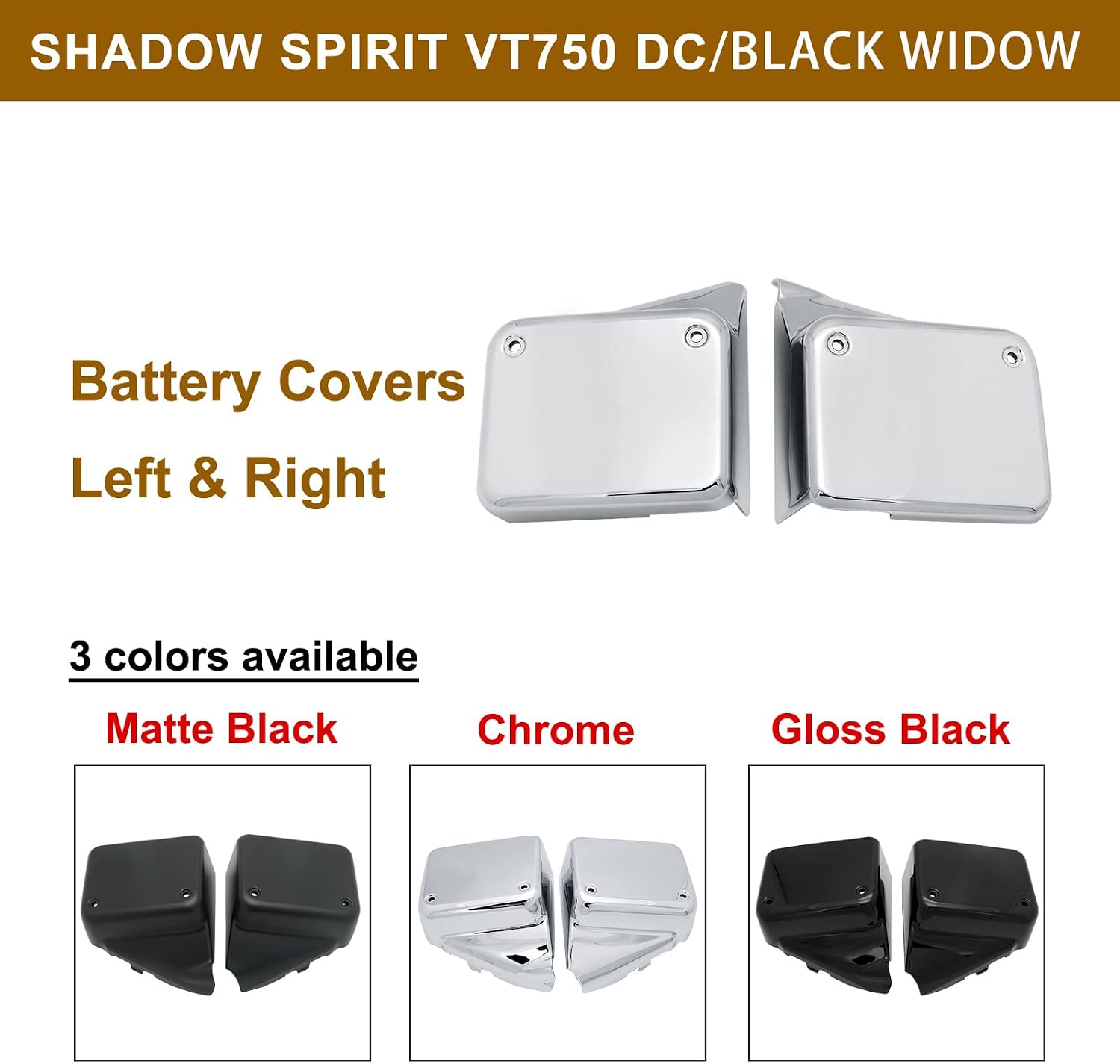 Motorcycle Left & Right Battery Fairing Covers Side Panel Oil Tank Cover for Honda Shadow Spirit VT750 DC 2000-2009 / Black Widow 2000-2007(Not fit for Spirit VT750C2)（Matte Black)