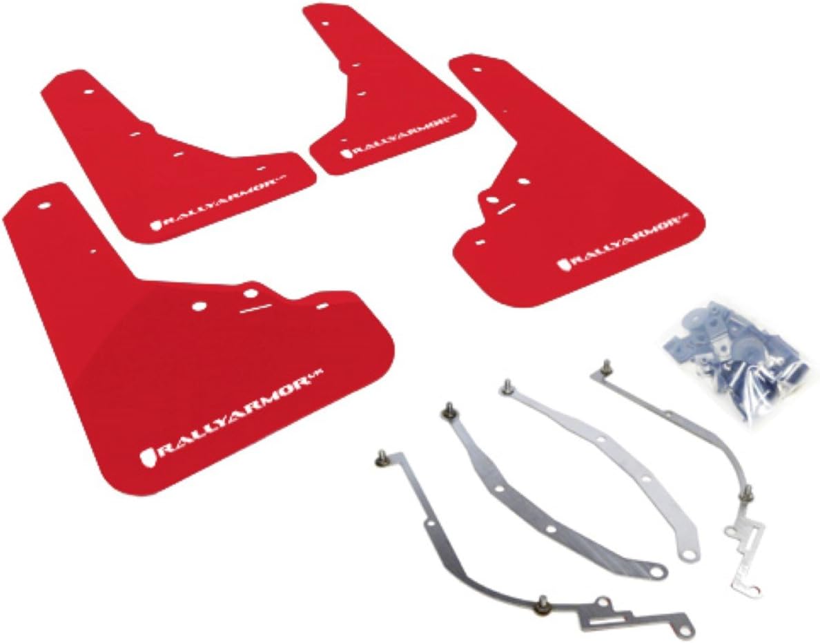 Rally Armor MF25-UR-RD/WH Red, White Mud Flap with Logo (12+ Fiat 500 (Pop/Sport/Lounge/Abarth)), 1 Pack