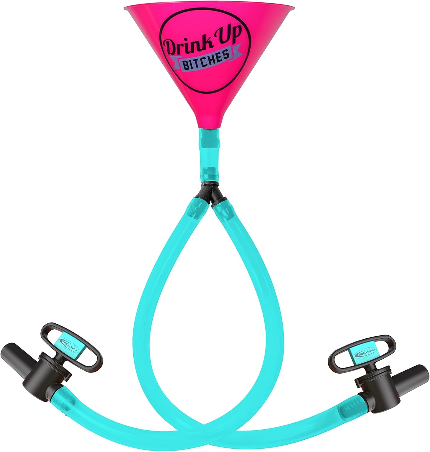 Head Rush Drink UP B*TCHES Beer Bong - Funnel with Long Tube Beer Drinking Games for Adults Party & Other Occasions - Alcohol Drinking Funnel with a Thick & Flexible Hose - Double Header