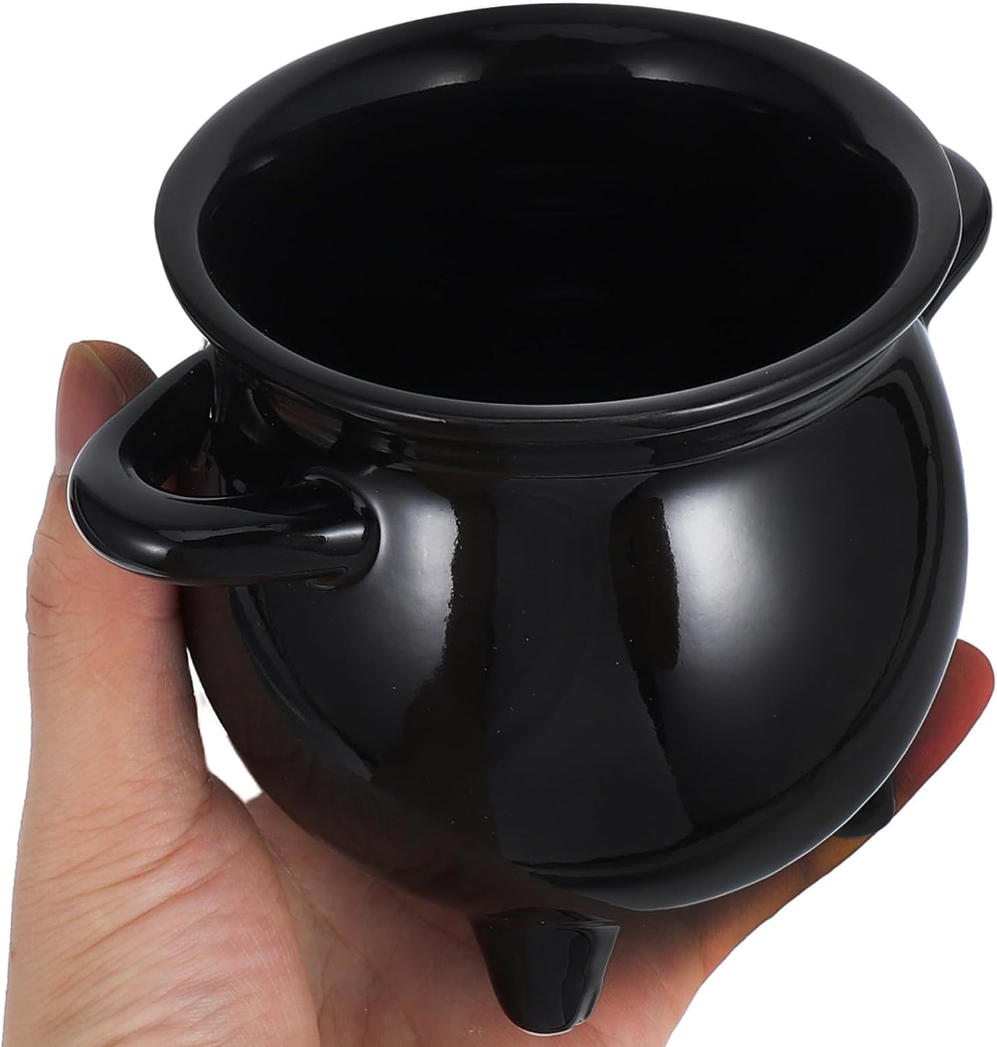 MAGICLULU Witches Cauldron Ceramic Candy Jar Mini Halloween Treat Bucket for Parties Christmas and Birthdays Unique Witch Pot Design