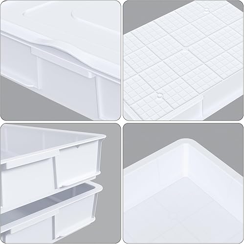 Miniatura 3 de Paquete de 4 bandejas de caja de prueba de masa de pizza comercial con tapa, contenedor de plástico para masa de pizza
