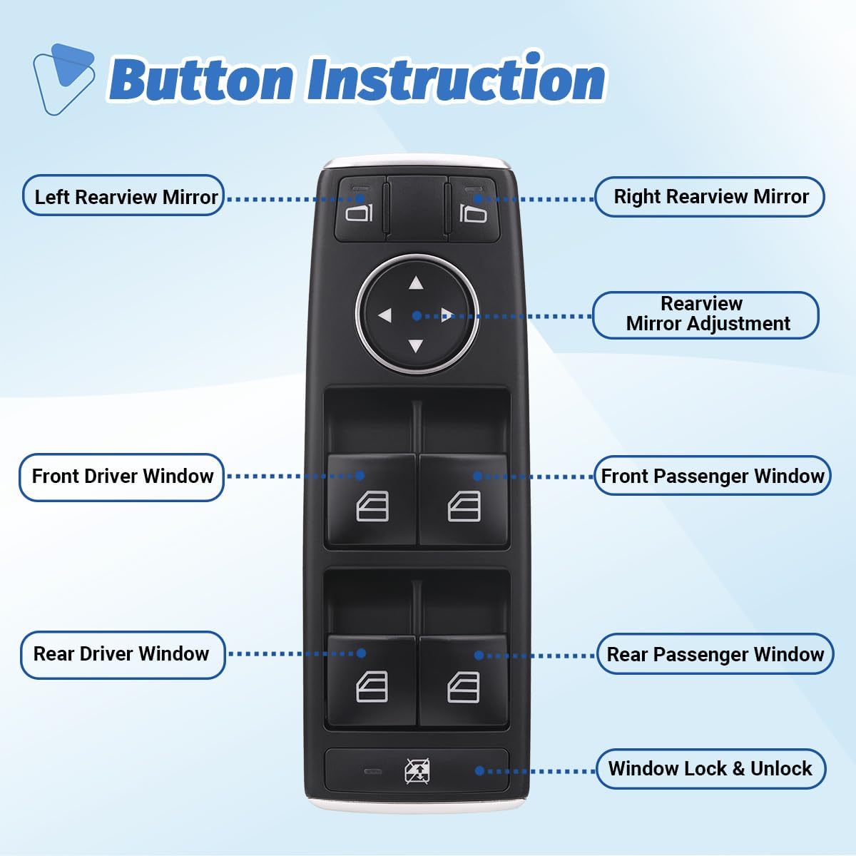 Master Power Window Switch Button Front Driver Side Compatible with Mercedes Benz C230 C250 C280 C300 C350 C63 E500 E63 AMG E350 E550 GLK350 08 09 10 11 12, Replaces OEM A2049055302