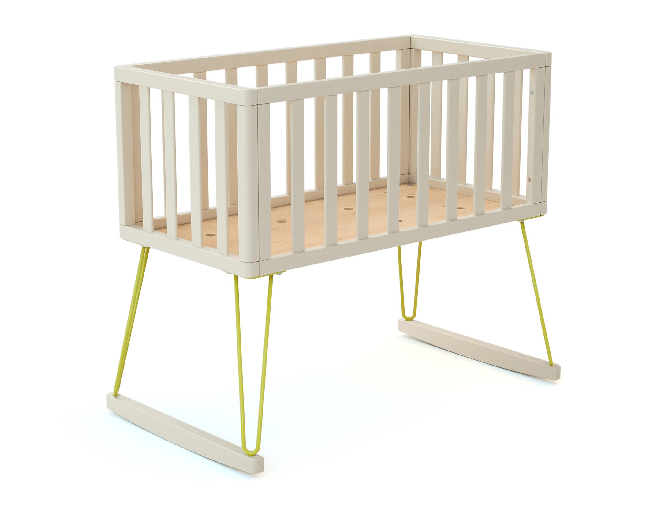Culla a dondolo neonati legno ONLY - Giallo - 40 x 80-90 x 52 x 75 cm