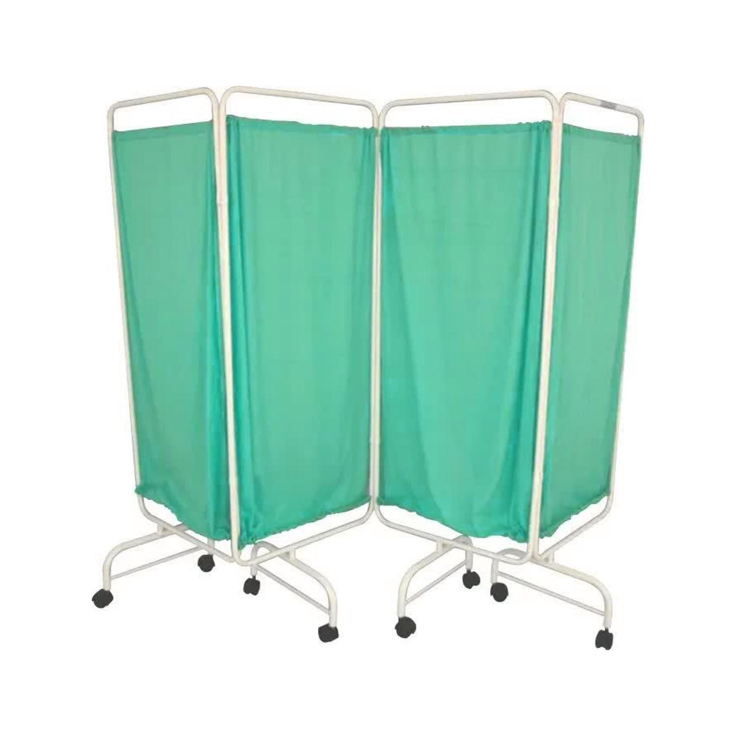 Bedside Screen 3/4 Panels with Curtain Cloth (Bedside Screen for Hospital) (Mild Steel Frame, 3/4 Fold Screen) (Green)-image-44