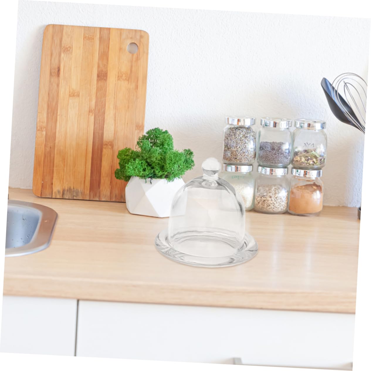 NOLITOY Glas Kuchenplatte mit Deckel 2 Stück, Haube für Dessert