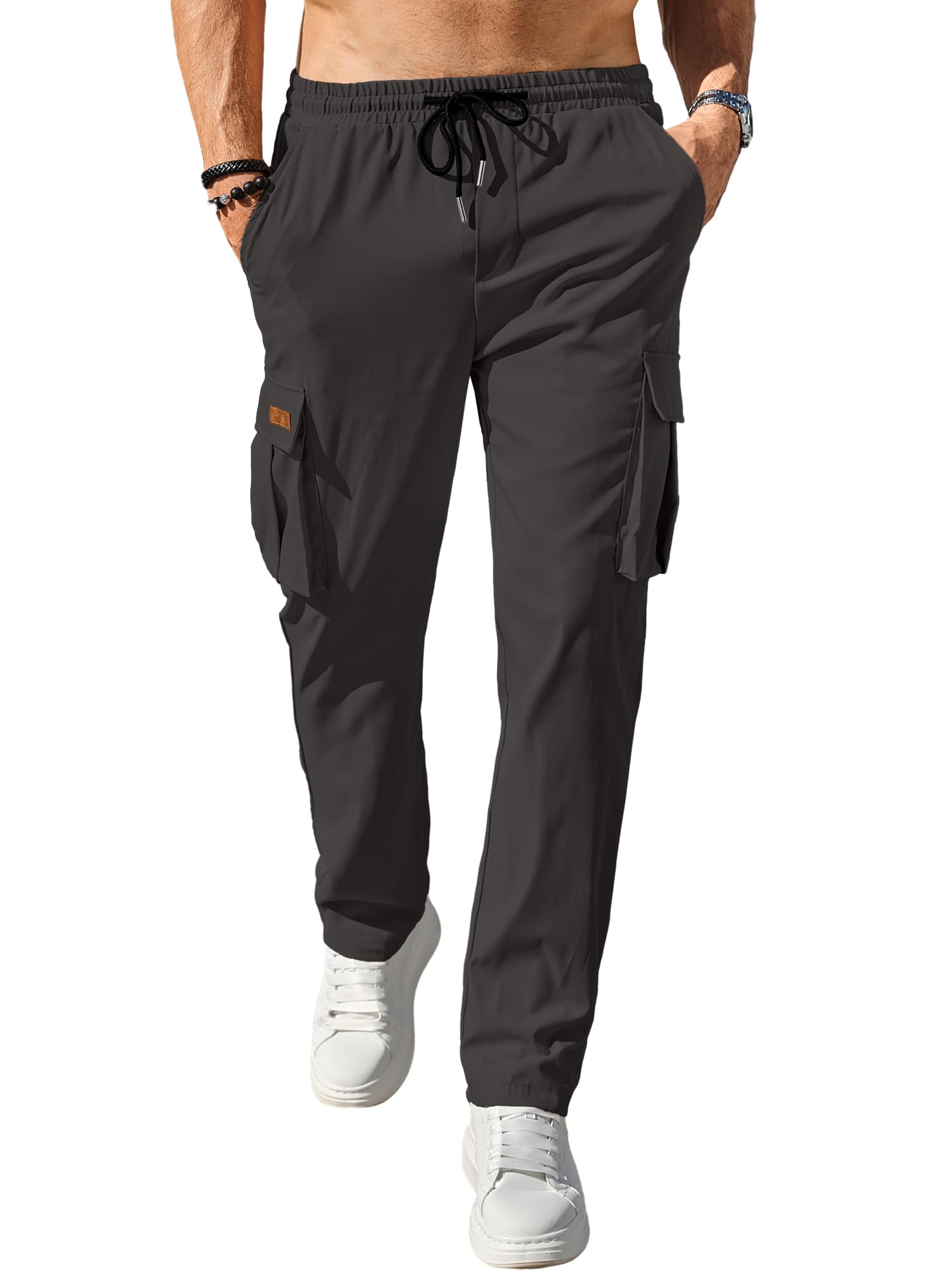 Comdecevis Herren Lässige Hose Comdecevis Lässige Cargohose für Herren, Workout, Jogginghose, Stretch-Sweathose, Wandern, Kordelzug, Taktische Hose mit Mehreren Taschen