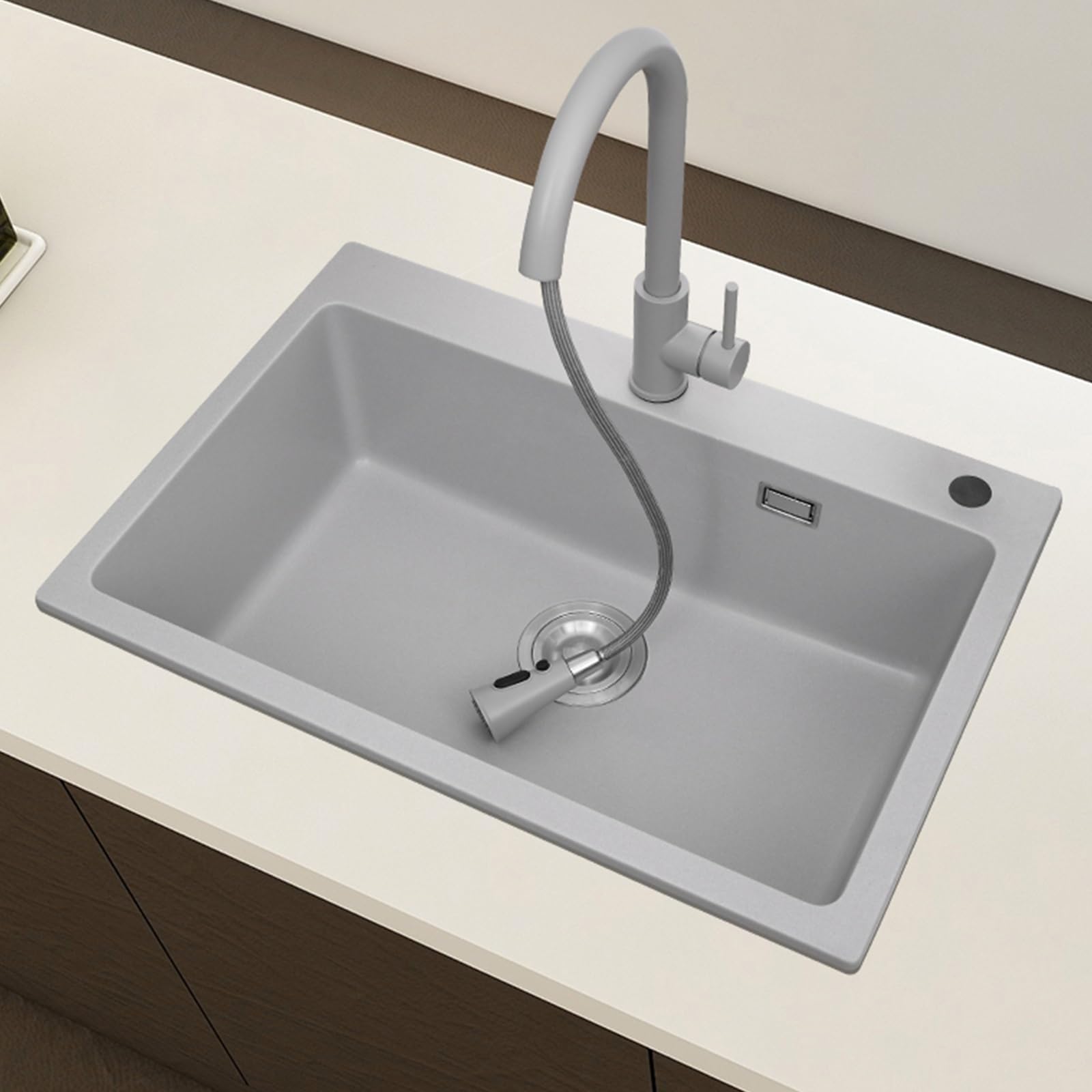 ZQFHSX Premium Undermount Kitchen Sink Single Bowl Bathroom Vessel Easy to Clean 60x45CM (23.6x17.7IN) with Accessories & Stylish Design for Modern Kitchens