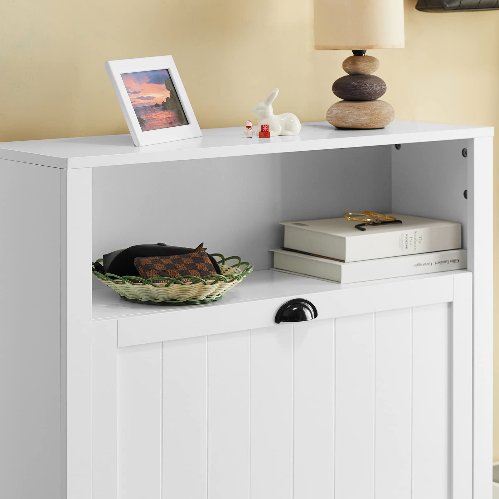 SoBuy FSR137-HG Schoenenrek Met 2 Kleppen - Smal Schoencommode BHT Ca.: 60 x 79 x 23 cm
