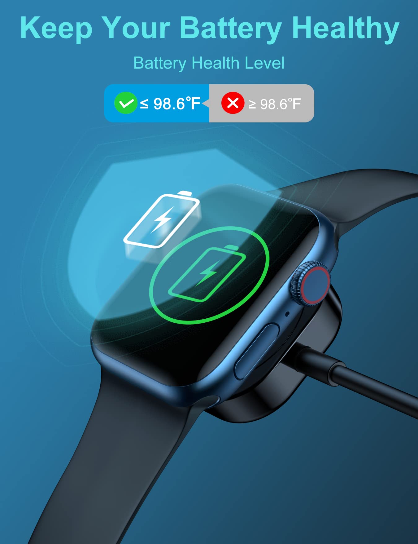 Fuvoki Charger Compatible with iWatch - 0.5M/1.6ft Fast Magnetic Charging Cable, iWatch Charger for Series 9 8 7 SE 6 5 4 3 2 - Black - Image 4