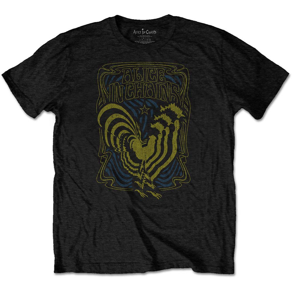 Rock Off Officially Licensed Products Men's Black Alice In Chains Psychedelic Rooster Official Tee T-Shirt Unisex (Large)