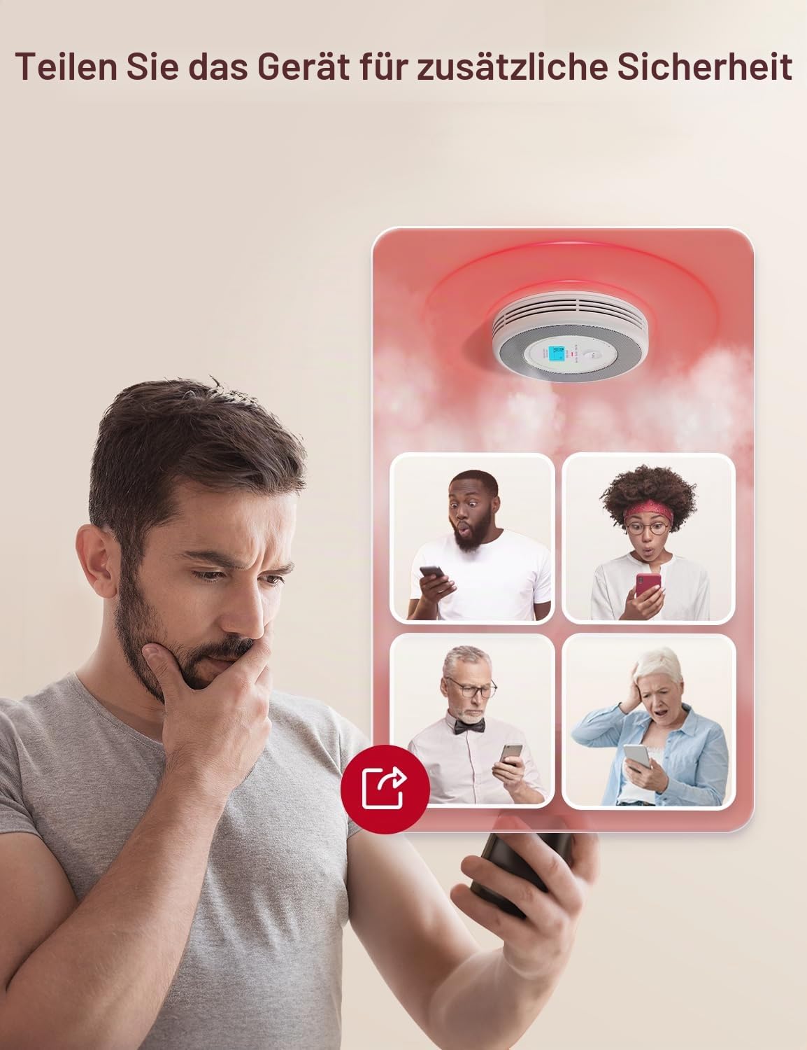 X-Sense Wi-Fi-Kombinations-Rauch- und Kohlenmonoxid-Alarm für Zuhause mit englischen Sprachalarmen, kabelloser vernetzter Sprachalarm, benötigt SBS50-Basisstation, XP0A-MR, 1er-Pack