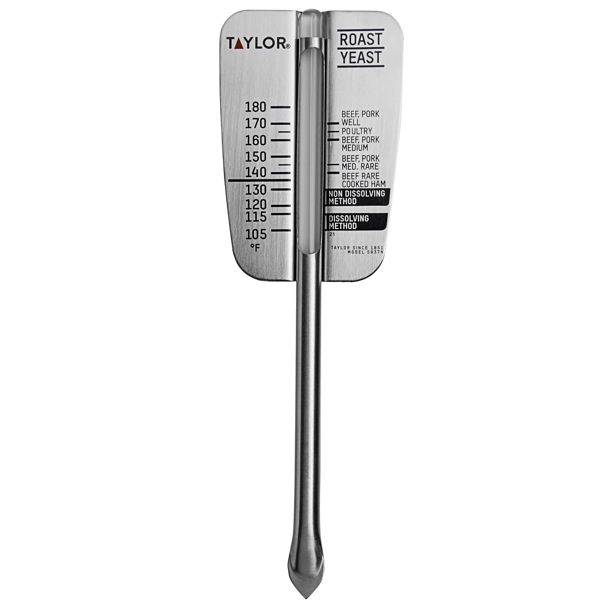 Taylor 5937N Classic Series Roast/Yeast Glass Thermometer with Stainless Steel Sabre