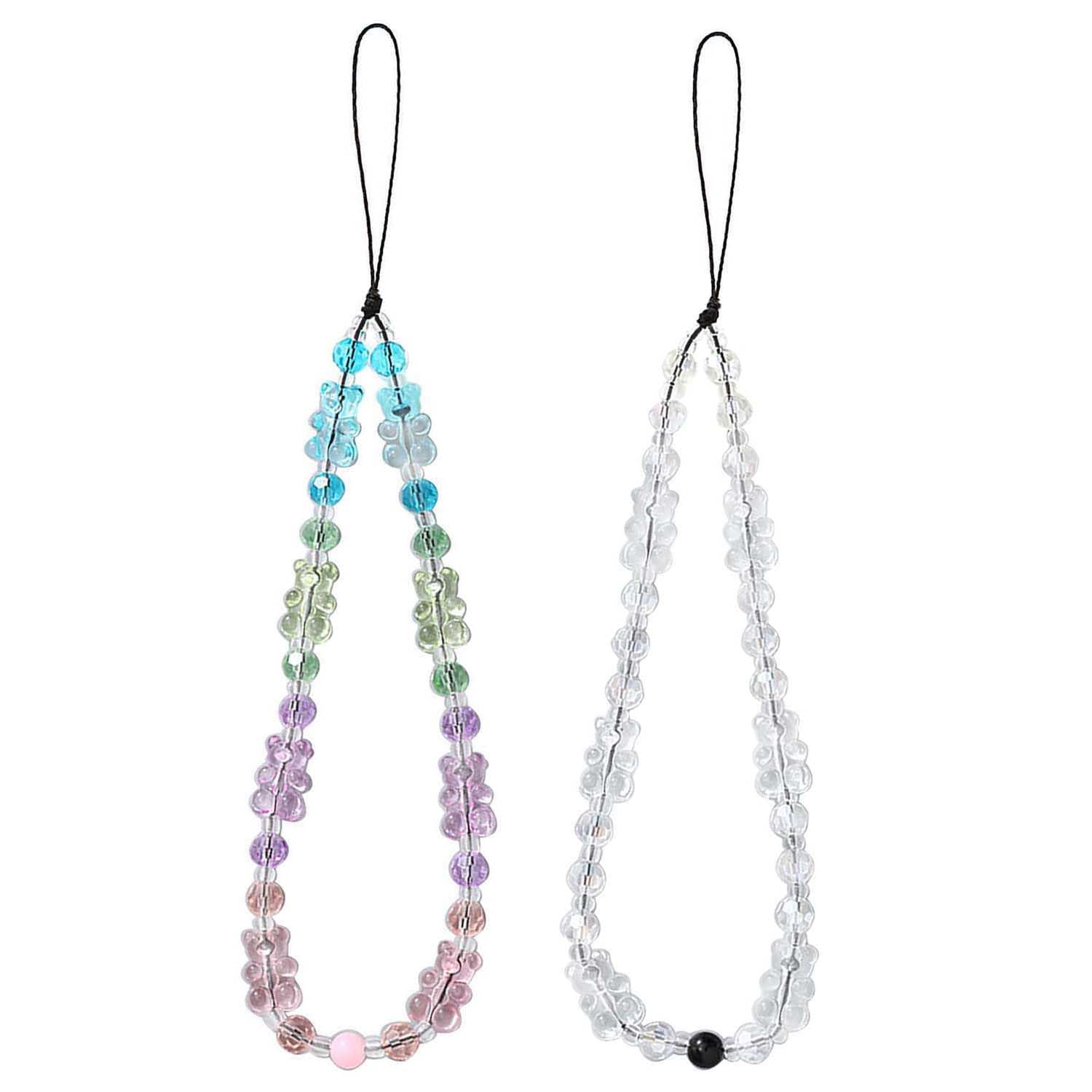 YohokGo Charming Bear Beads Phone Charm Lanyards Set - Expressive Phone Bracelets Accessories for Girls - Anti-Lost Wrist Straps and Camera Charms xxA34