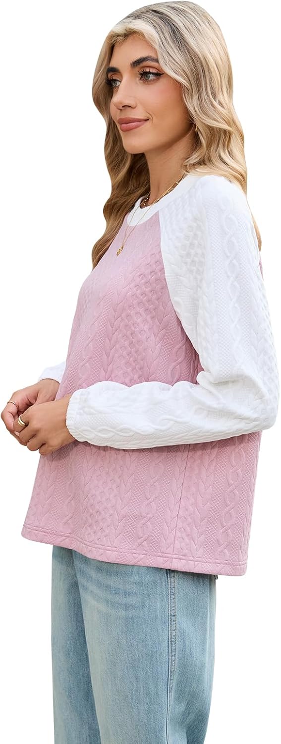 Fall Sweatshirts for Women 2025 Color Block Crew Neck Pullover Long Sleeve Sports Tunic Tops for Teen Girl - Image 3