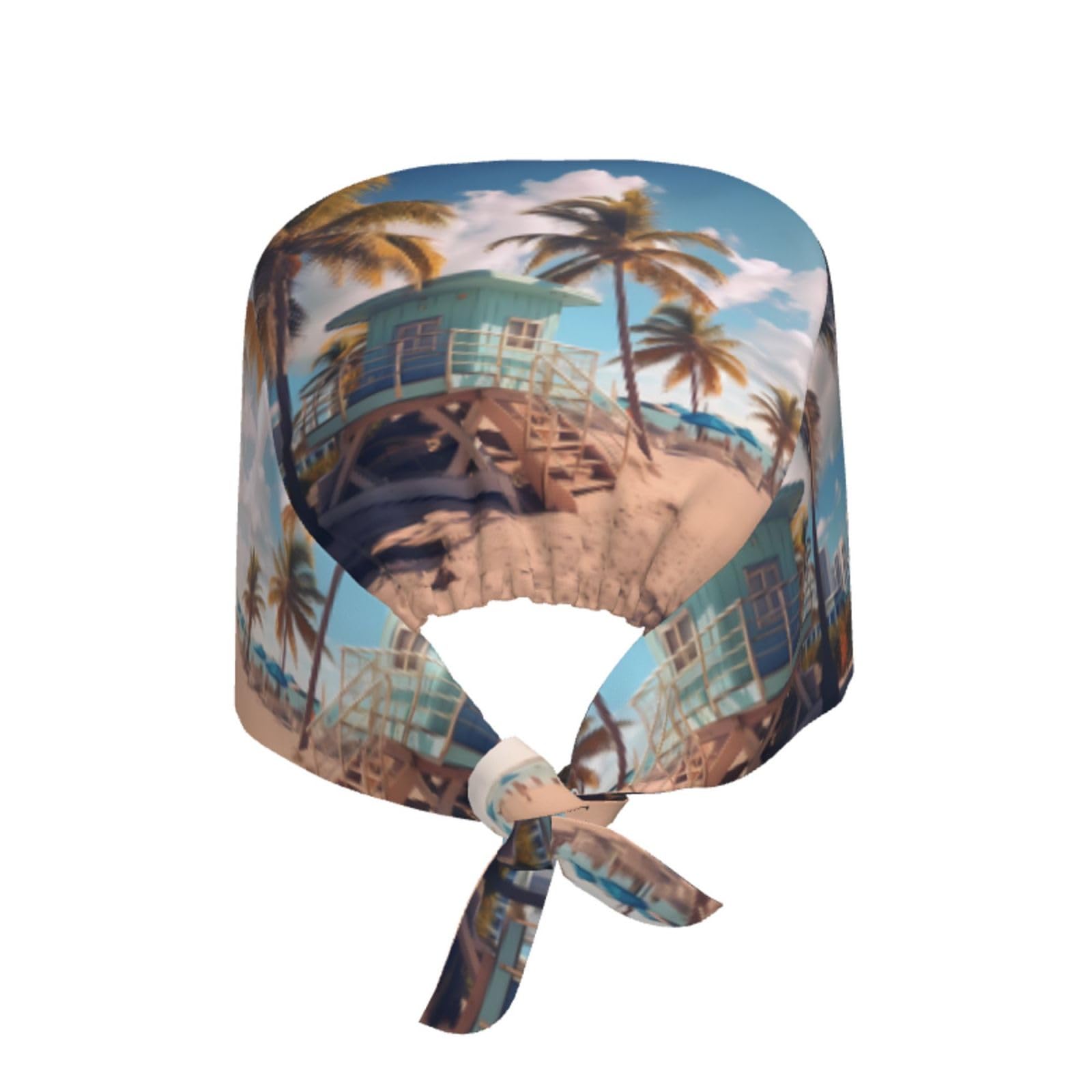 YYHWHJDE Breathable Work Hat Miami Beach, Florida Prints Adjustable Comfortable Chef Hat for Women & Men Black