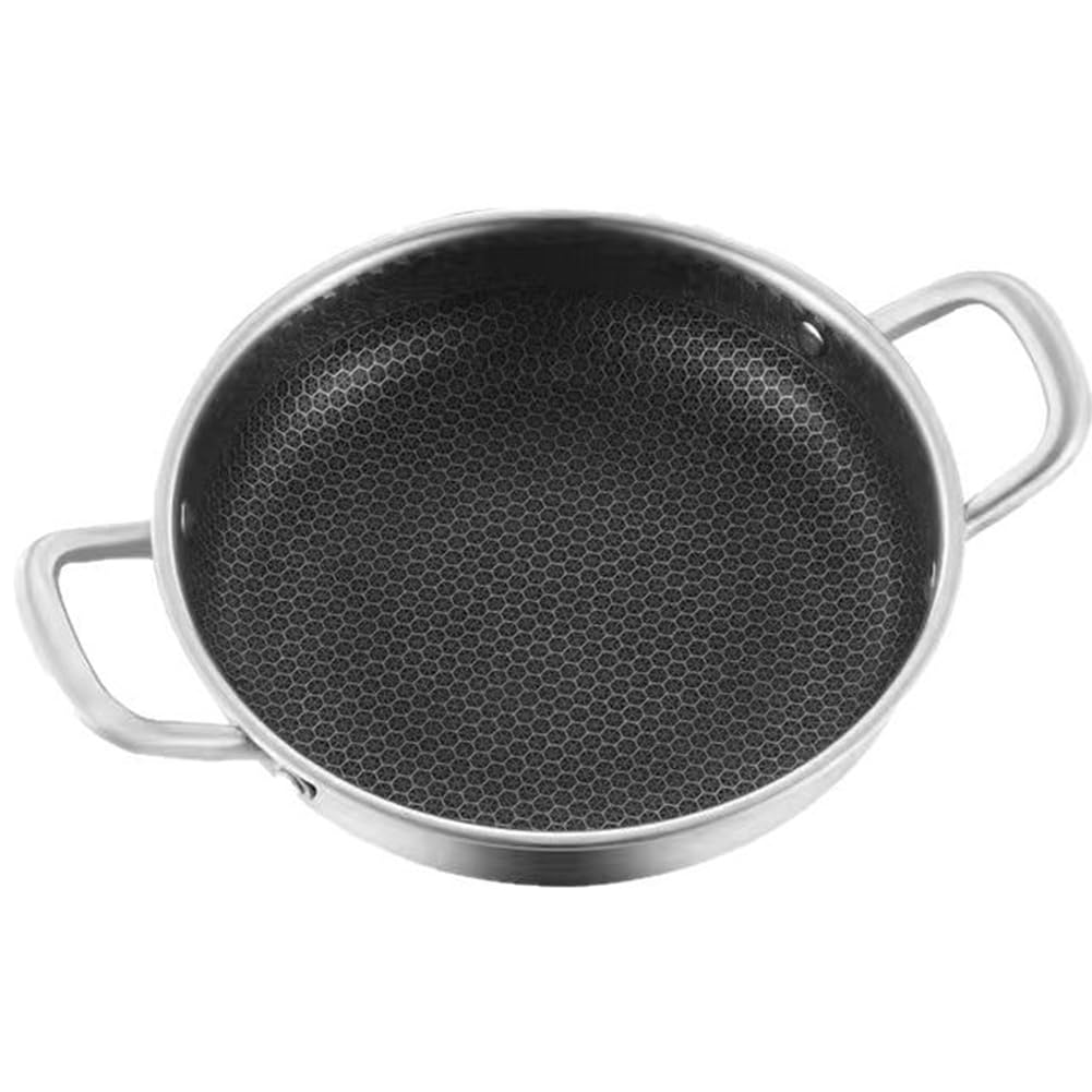 Vjsujehgy Stainless Steel Frying Pan Soup Pot Wok Honeycomb Non-Stick Pan Home Hot Pan Stove Universal Induction Cooker