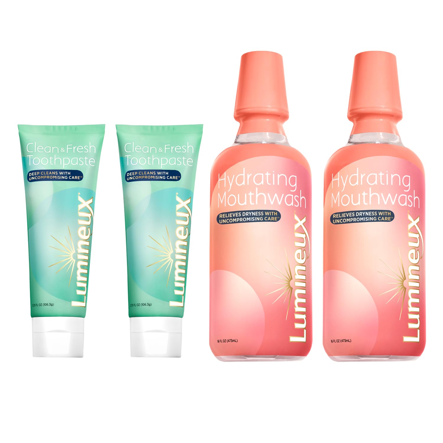 Lumineux Hydrating Kit – for Dry Mouth - Fluoride Free, NO Alcohol, Artificial Colors, SLS Free, Dentist Formulated (Includes 2X Mouthwash & Toothpaste)