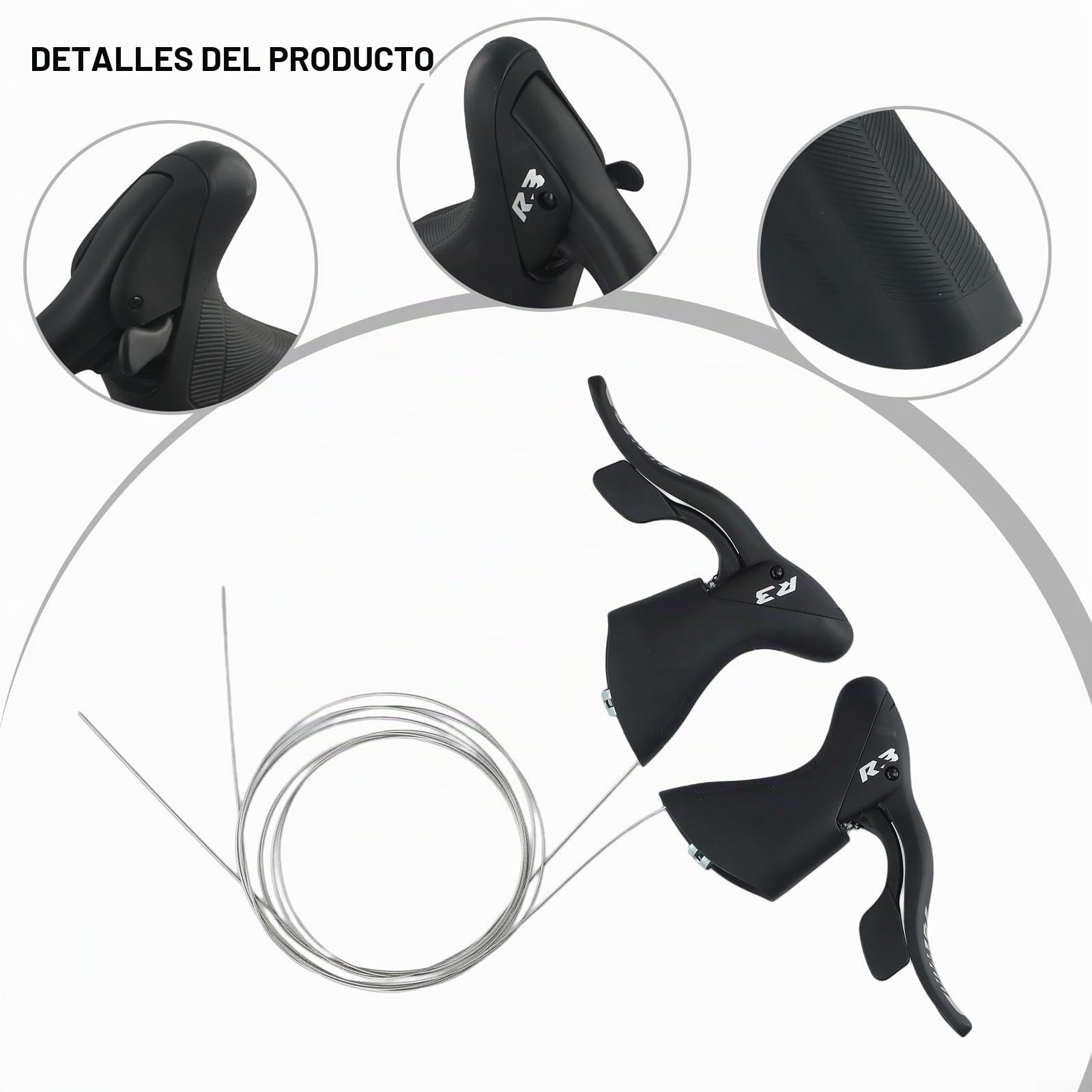 L-TWOO Palanca de cambio para bicicleta de carretera, R2/R3/R5/R7 2 x 7/8/9 velocidades para bicicleta de carretera, compatible con desviador (R2)