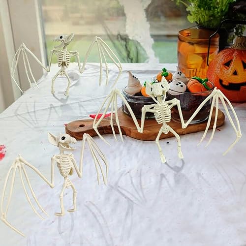 Miniatura 8 de Esqueleto de animal de Halloween, horrible esqueleto de murciélago de simulación, mordazas móviles de hueso de murciélago vívidos para decoración de