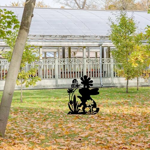 Ecqizer BUNNY-001 Garden Statues Metal Rabbit Yard Art Outdoor Clearance Black Rabbit Decor Silhouett Animals Stake Garden Decorations Outdoor Garden Statue thumb #5