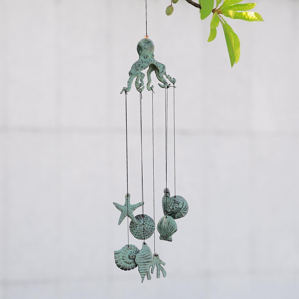 SPI Octopus Wind Chimes 30 Inch Cast Iron Garden Decor