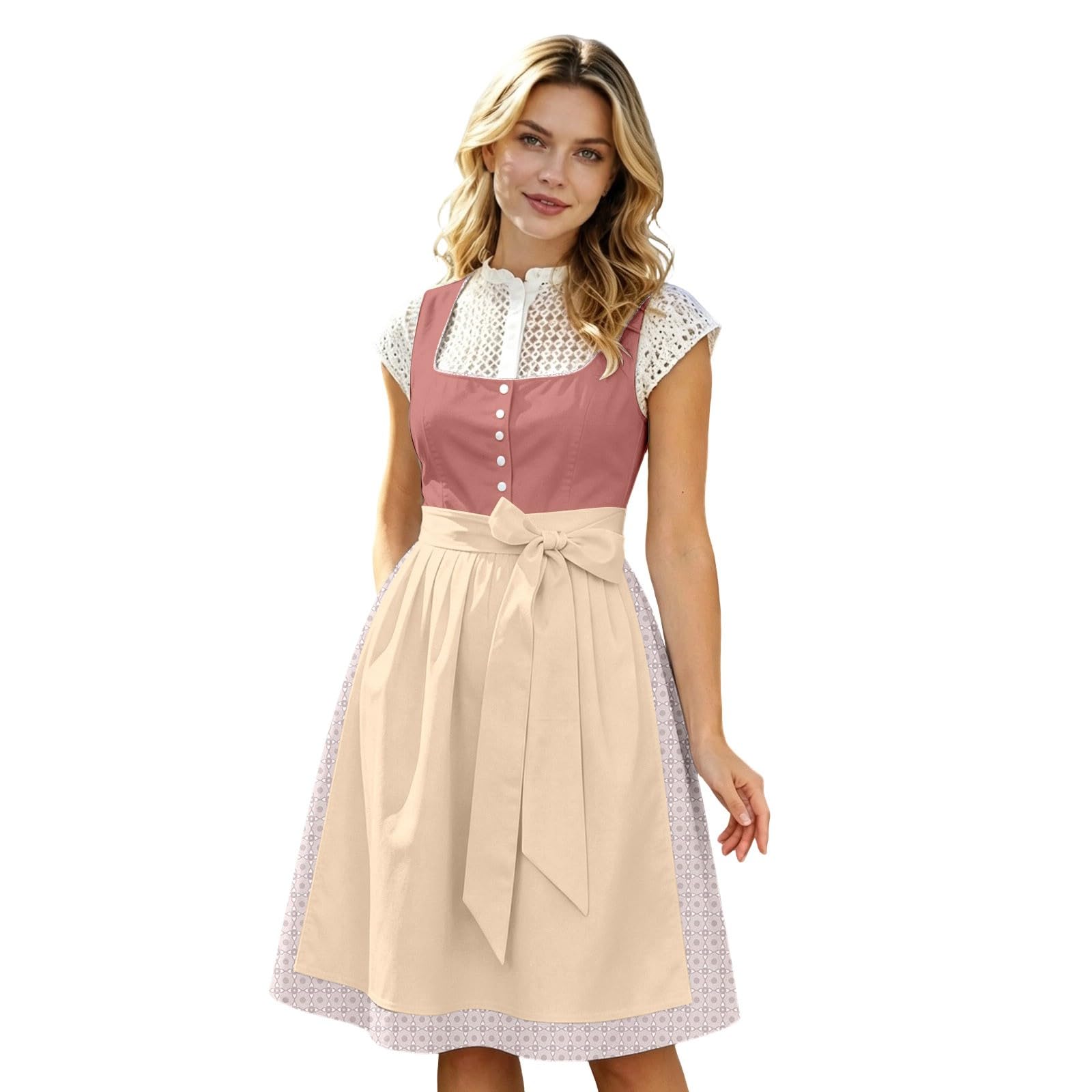Grembiule da festa della birra con cintura per costumi cosplay, elegante grembiule in stile bavarese, comodo, ideale per eventi all'aperto, inverno, con raffinato motivo stampato combinato con l