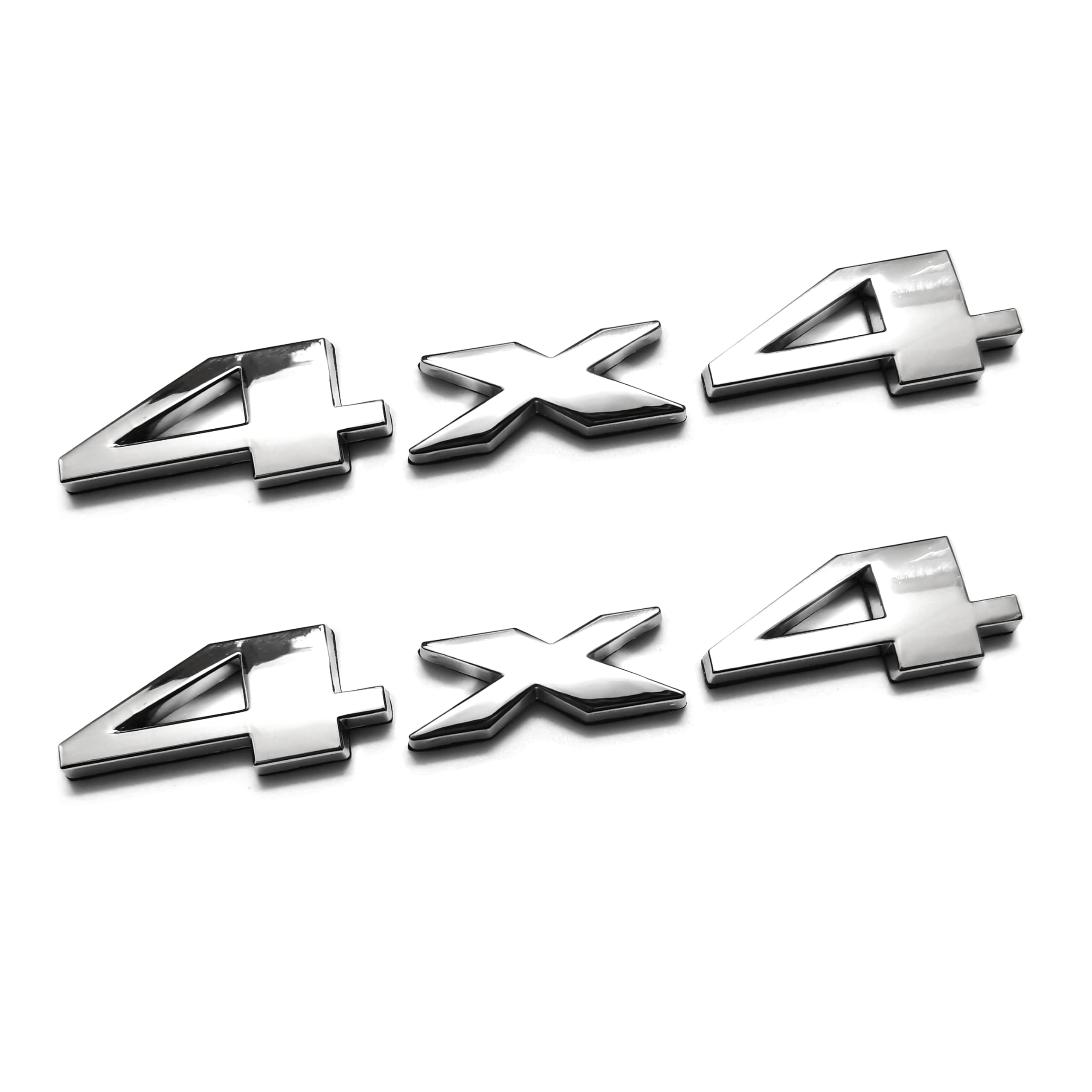 PTDecals 2X Metal 3D 4X4 Emblem Badge Chrome Silver Auto Tuning Sticker Decal Replacement for SUV 4WD AWD(14x2CM)